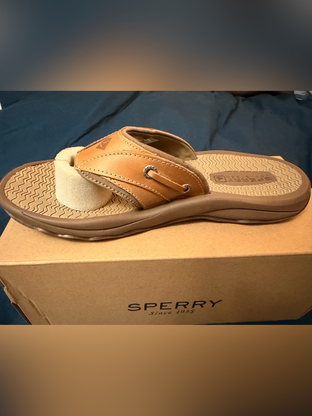 Sperry Men’s Tan/Brown Leather Thong Sandal